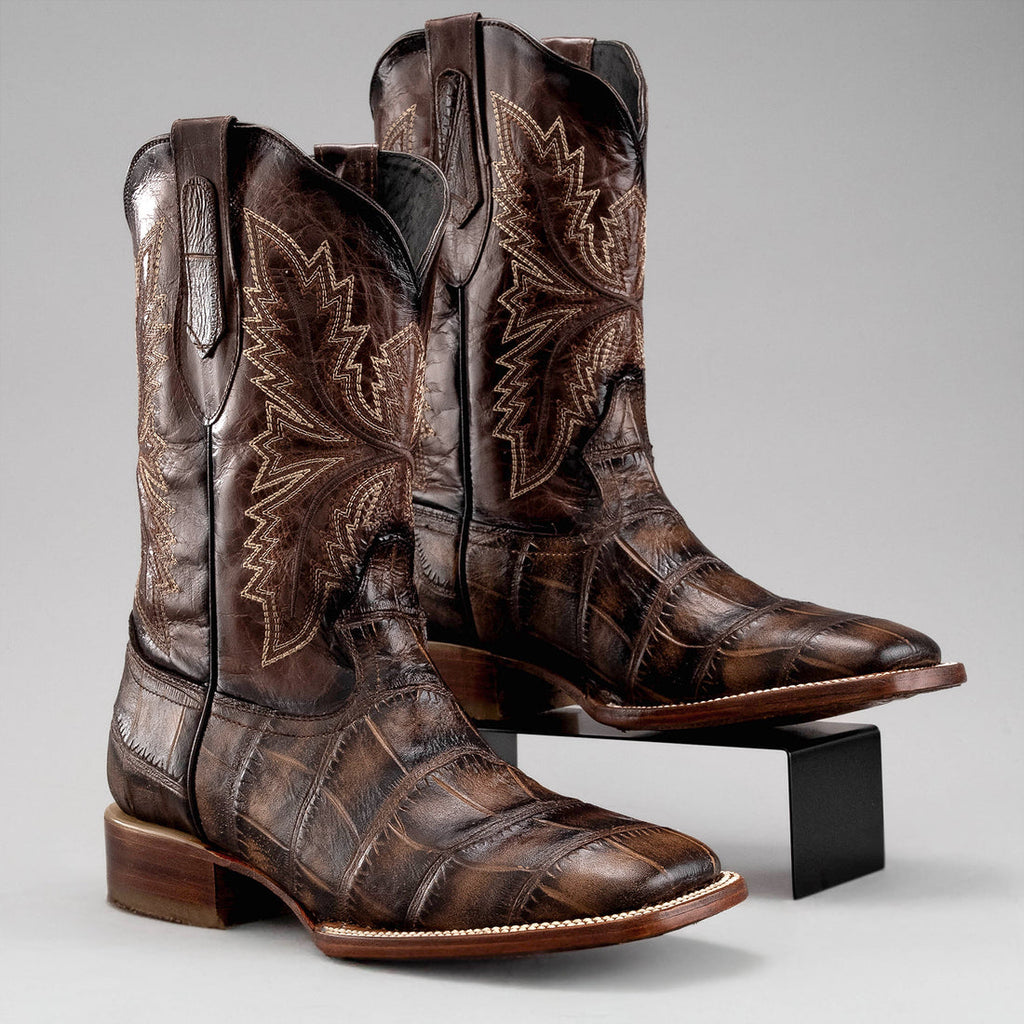 MEN'S ALLIGATOR LEATHER SQUARE TOE COWBOY BOOTS