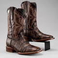 MEN'S ALLIGATOR LEATHER SQUARE TOE COWBOY BOOTS