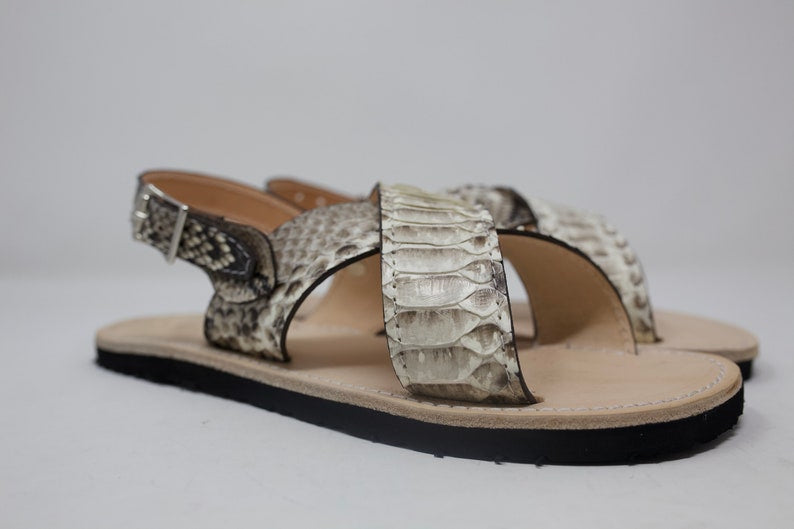 Exotic Leather Sandal, Huarache Sandal, Snake Sandal