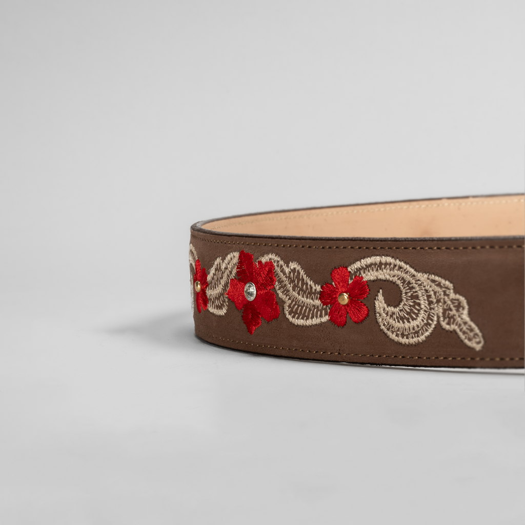 WOMEN'S JASMINE LEATHER ARTISANAL EMBROIDERY COWBOY BELT