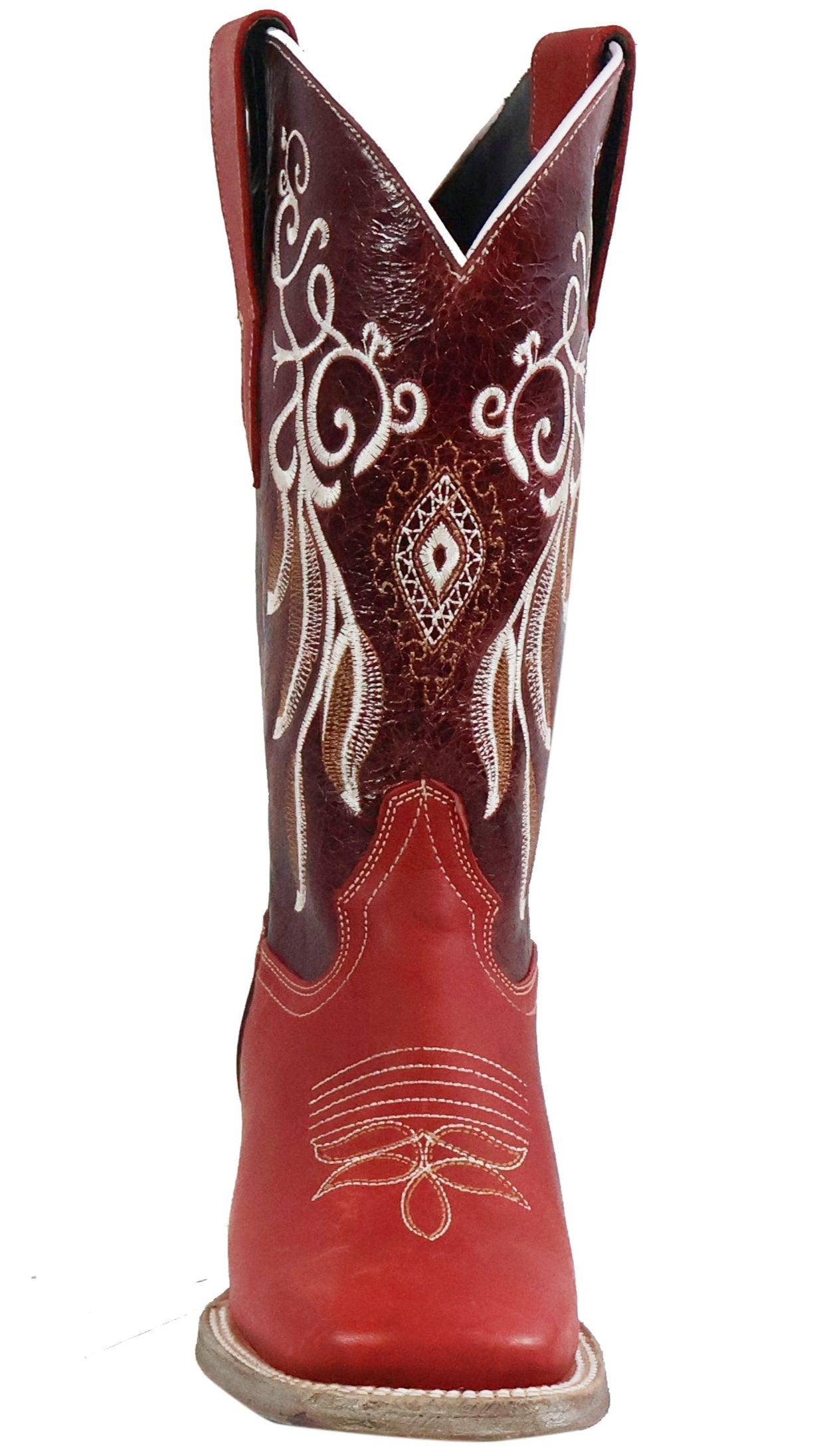 Mary | All Leather Wide Square Toe Boots (Red)