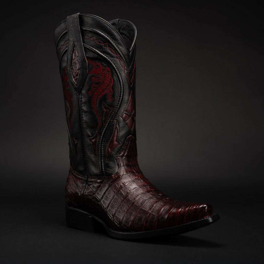 MEN'S 608 SNIP TOE EXOTIC CAIMAN BELLY WESTERN COWBOY BOOT