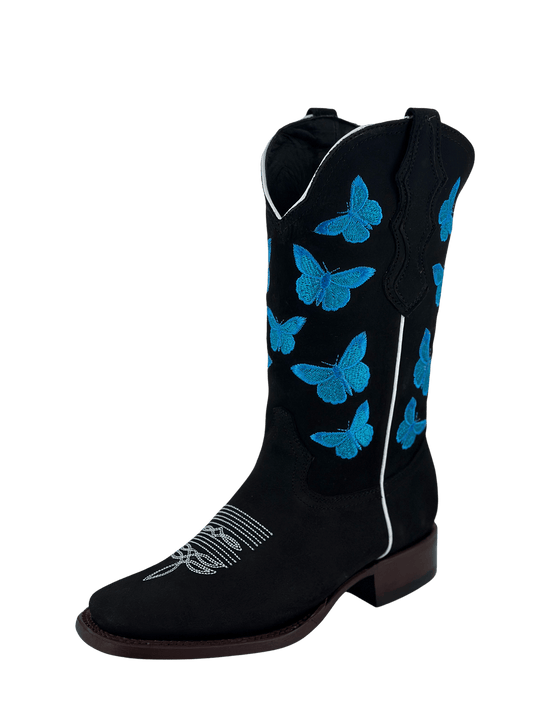 Blue Butterfly Cowgirl Boots