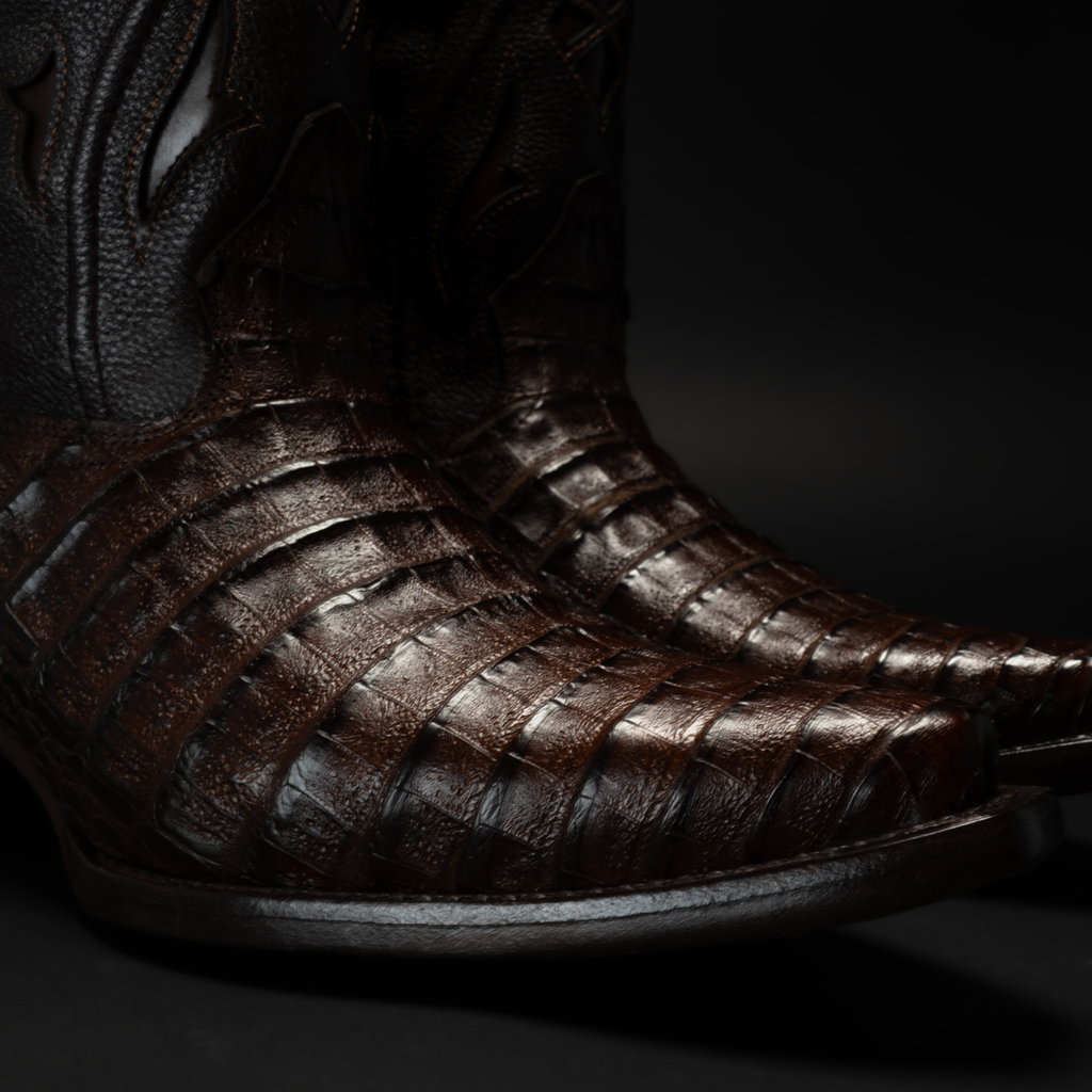MEN'S 608 SNIP TOE EXOTIC CAIMAN BELLY WESTERN COWBOY BOOT