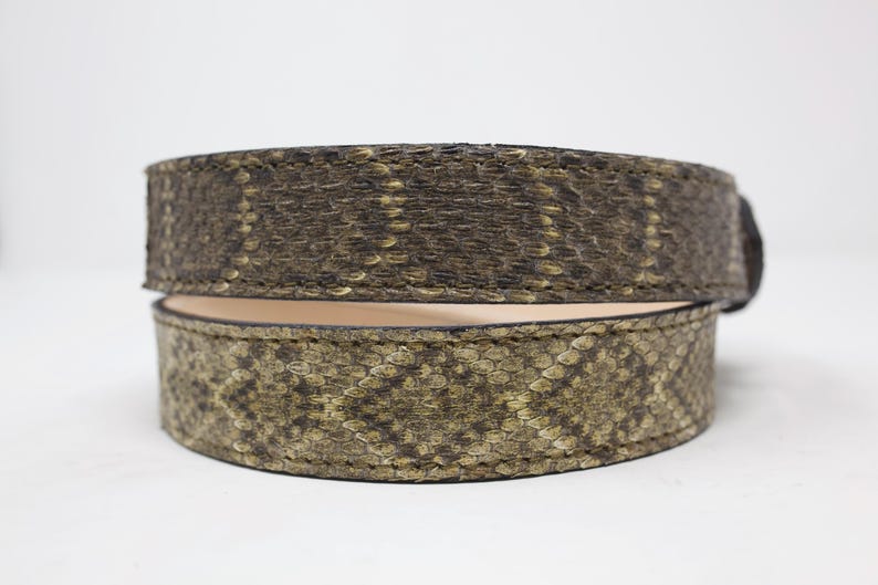 Diamondback Rattlesnake Leather Belt with Removable Buckle