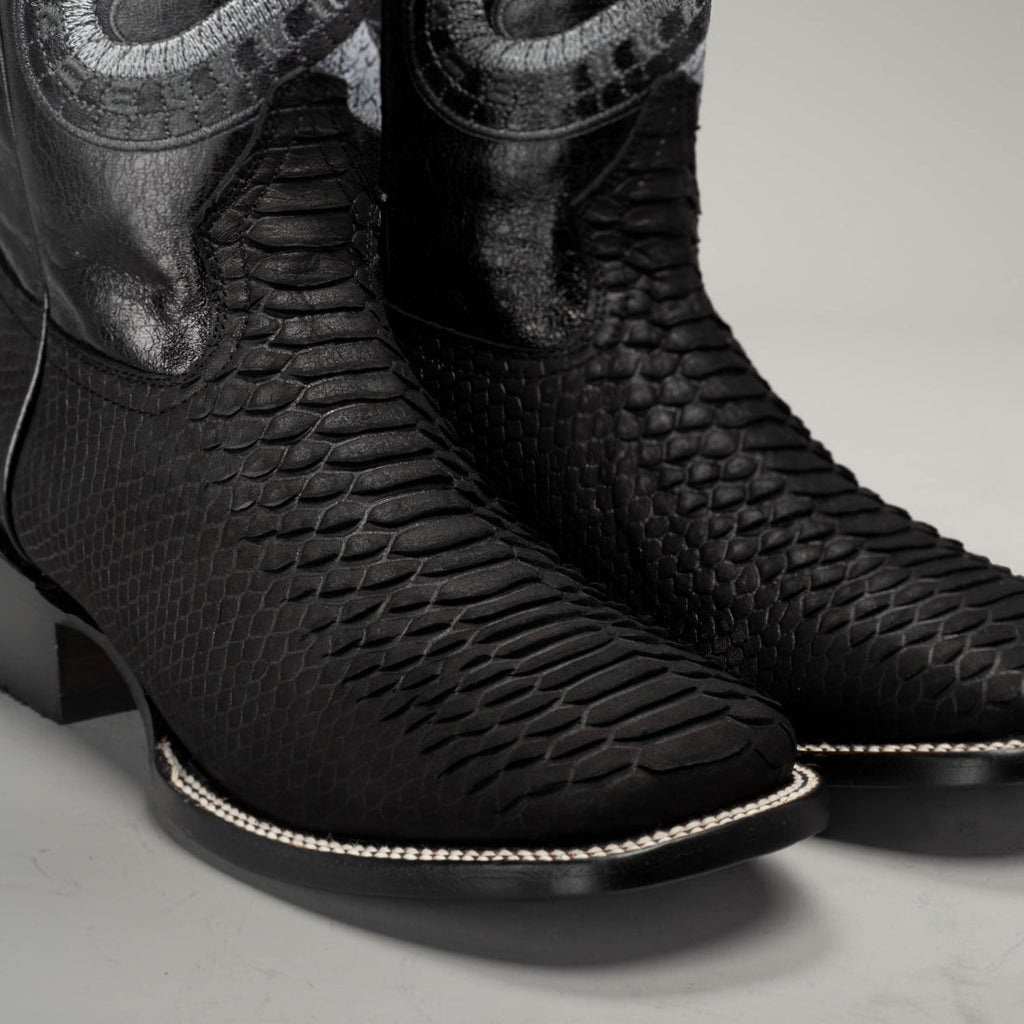 MEN'S VIPER PYTHON SQUARE TOE COWBOY BOOTS AND BELT COMBO