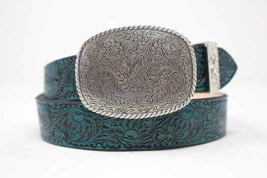 HandTooled Sunflower Belt, (1.5’’) Hand Painted Belt with Removable Western Sunflower Buckle