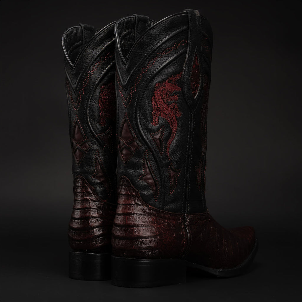 MEN'S 608 SNIP TOE EXOTIC CAIMAN BELLY WESTERN COWBOY BOOT