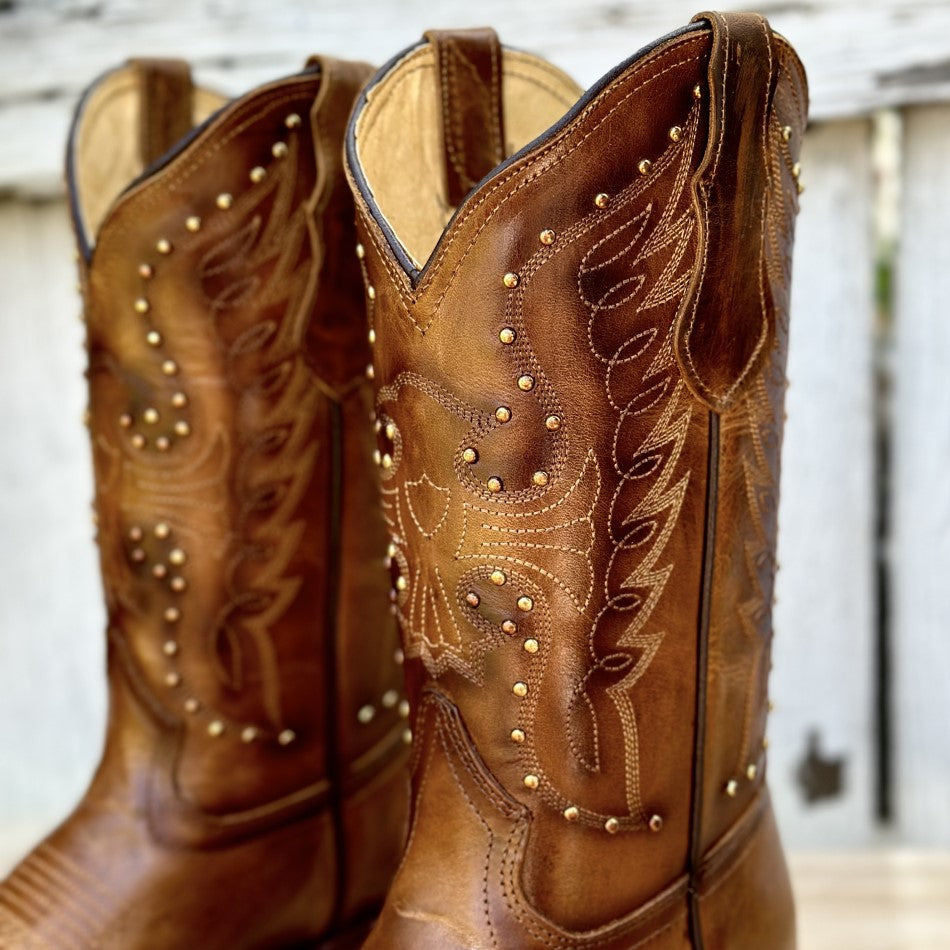 Dakota | Women’s Square Toe Studded Leather Cowboy Boots