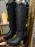 Taylor | All Leather Snip Toe Knee High Boots (Black)