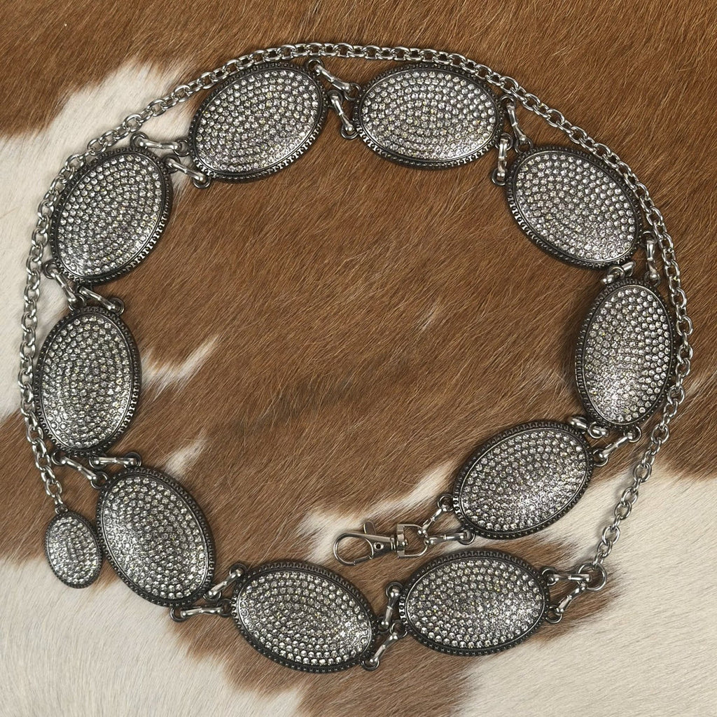 WOMEN’S WESTERN STYLE RHINESTONE CONCHO CHAIN BELT