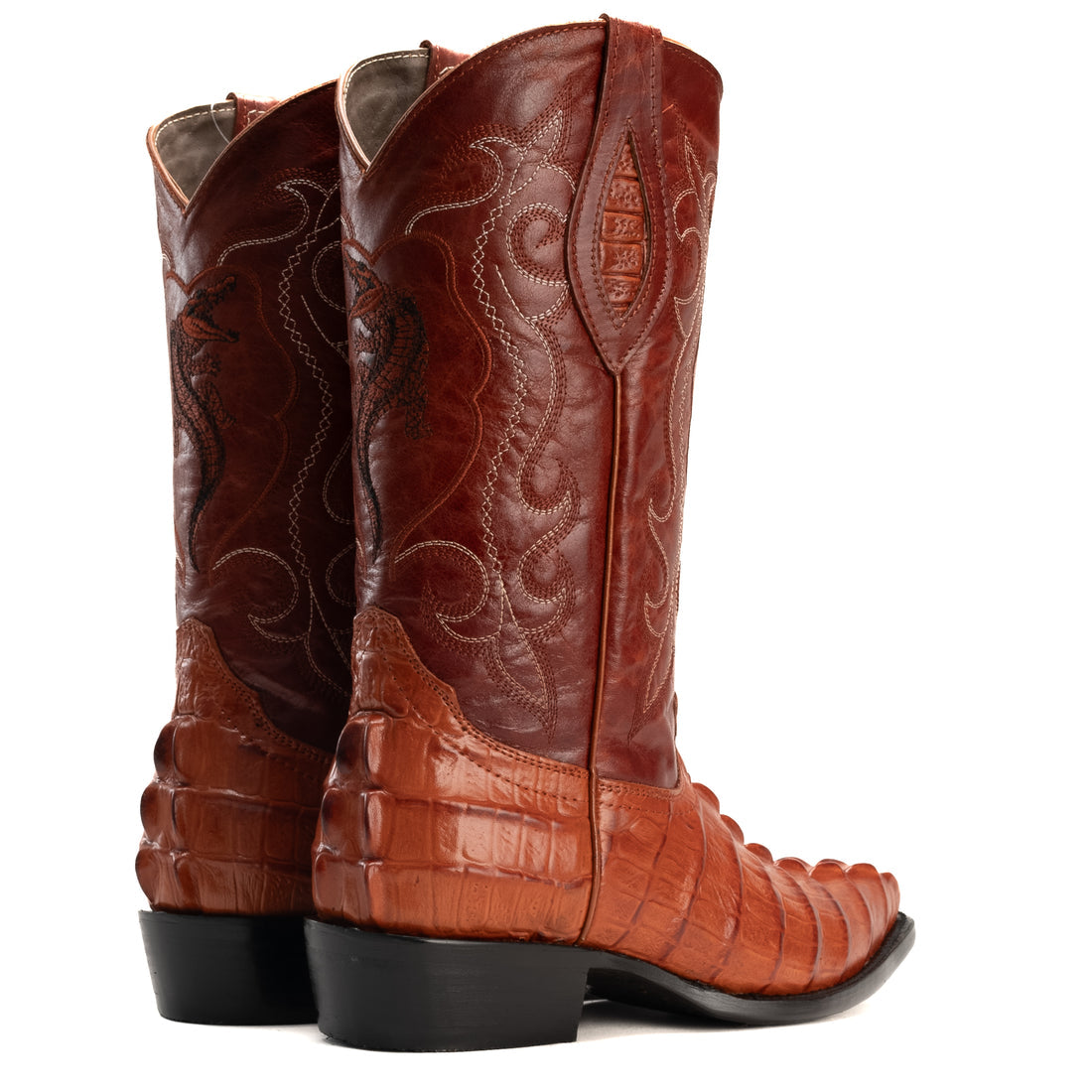 MEN'S CAIMAN J TOE COWBOY BOOTS AND BELT COMBO
