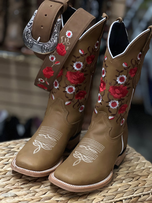 Flor Tobacco Set Boots and Belt
