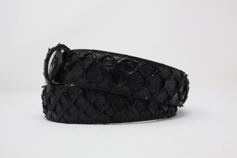 Pirarucu Fish Belt, Exotic Leather Belt with Removable Western Buckle