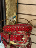 Alma| Rhinestone Leather Belt