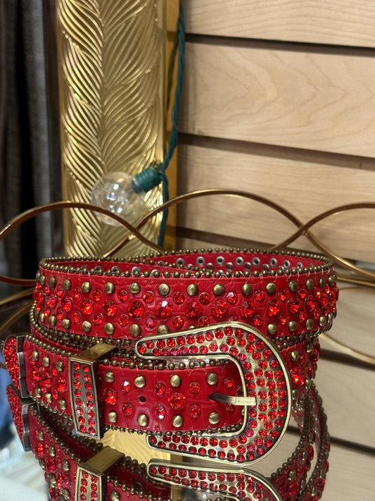 Alma| Rhinestone Leather Belt