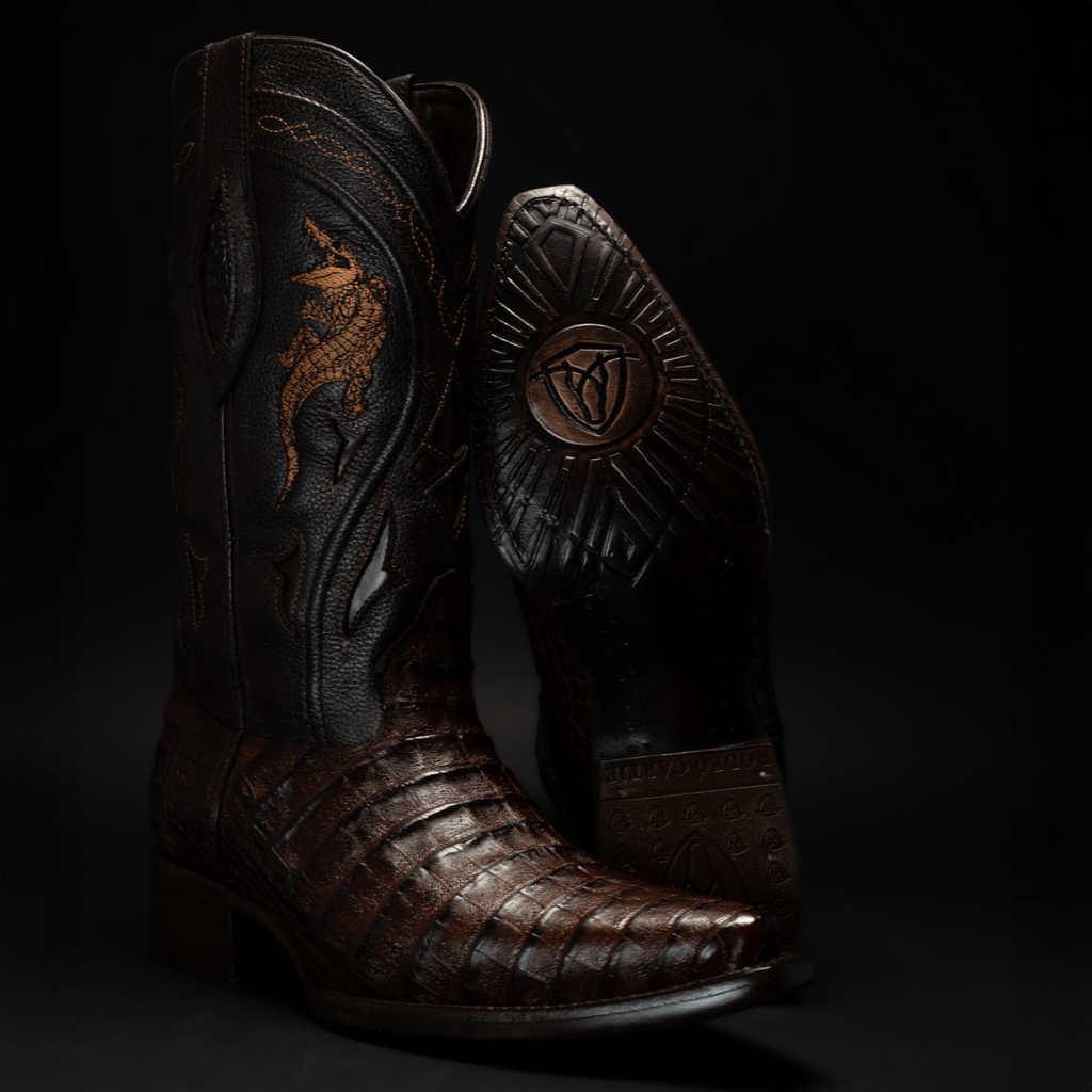 MEN'S 608 SNIP TOE EXOTIC CAIMAN BELLY WESTERN COWBOY BOOT