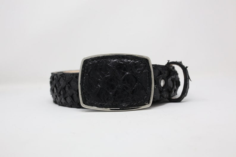 Pirarucu Fish Belt, Exotic Leather Belt with Removable Western Buckle