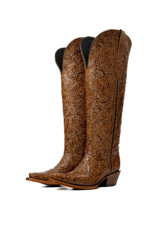 Nancy Tall Wide Calf Snip Toe Cowgirl Boot - Honey -