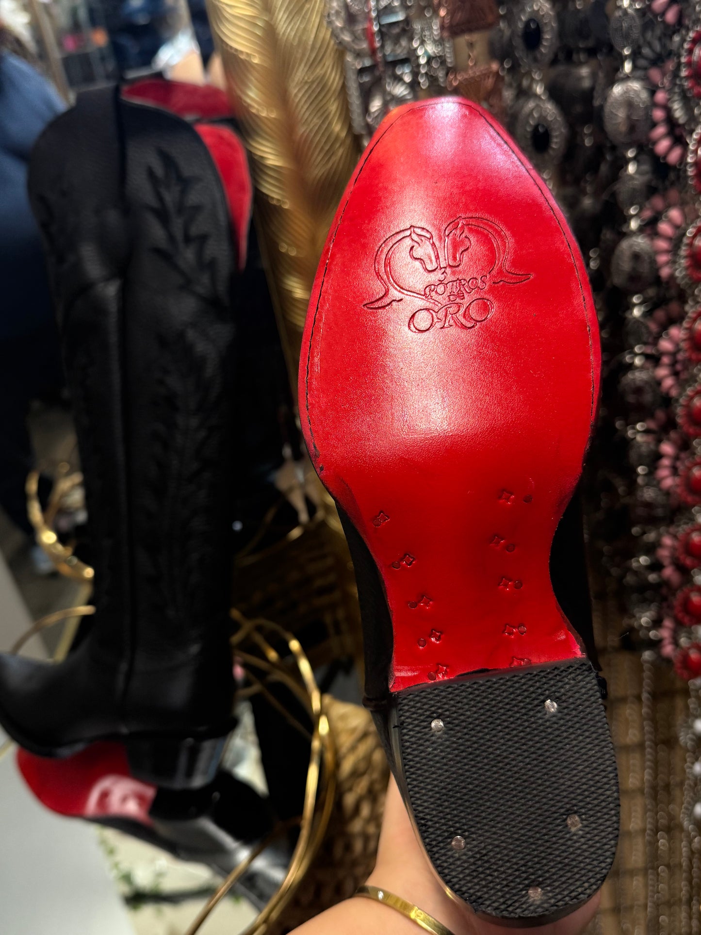 Valentina| Tall Red Bottom Wide Calf Snip Toe Cowgirl Boot