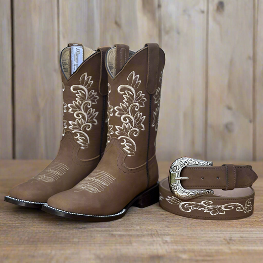 SB-420 TAN- BOOT AND BELT SET