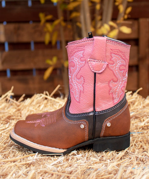 Cowgirl Baby toddler youth western pink square toe boots