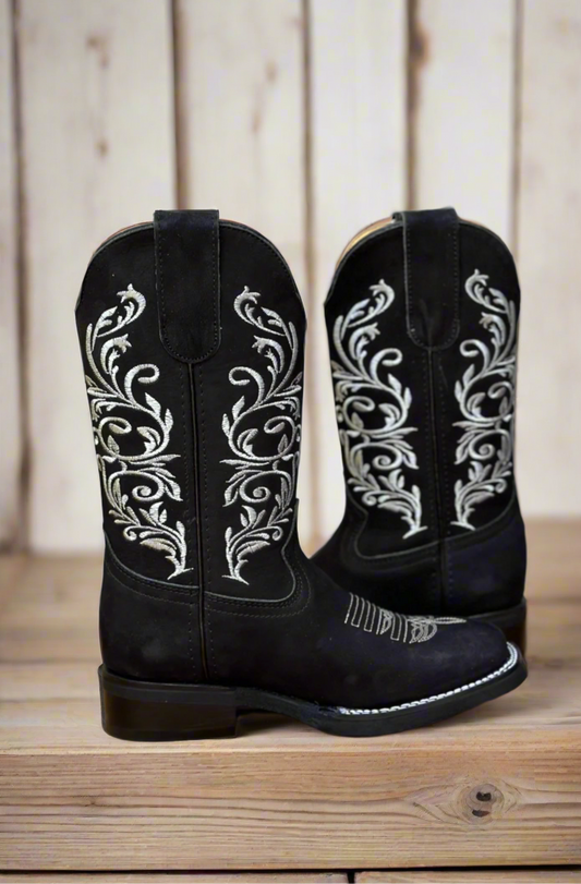 SB-430 BLACK - WESTERN BOOTS WITH RUBBER SOLE FOR WOMEN