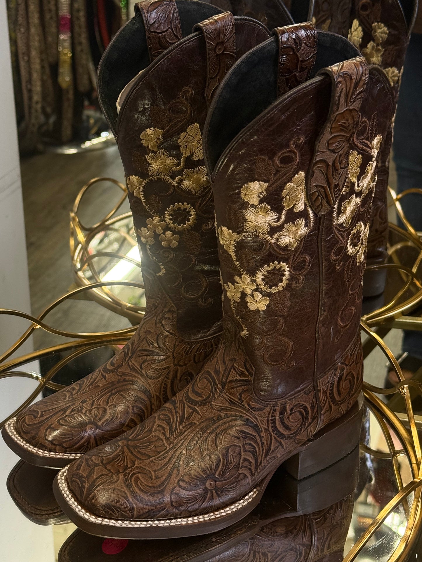 Daysi | Women’s Square Toe Hand-tooled Boots