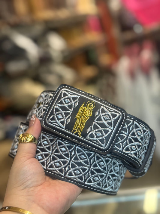 San Judas Embroidered Belt