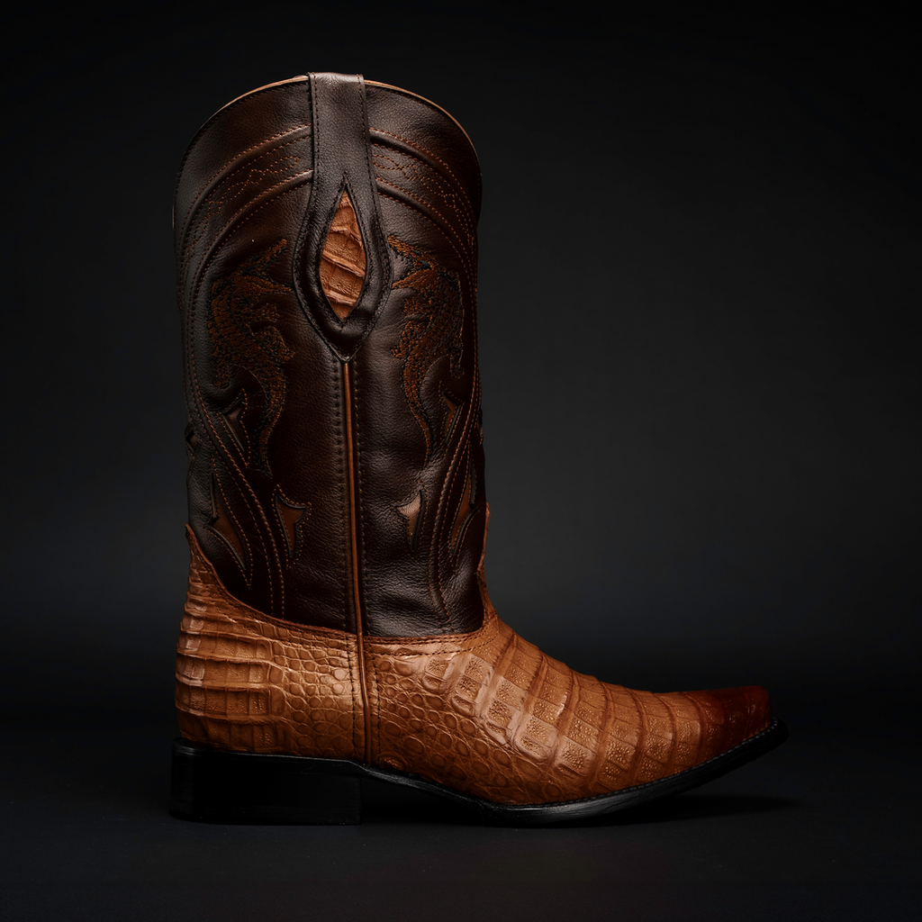 MEN'S 608 SNIP TOE EXOTIC CAIMAN BELLY WESTERN COWBOY BOOT