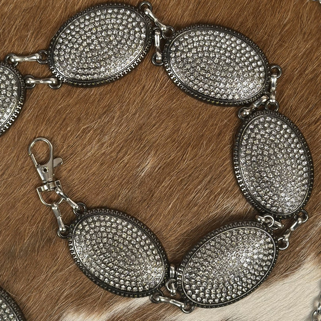 WOMEN’S WESTERN STYLE RHINESTONE CONCHO CHAIN BELT