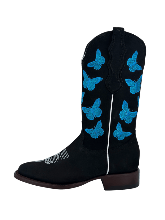 Blue Butterfly Cowgirl Boots
