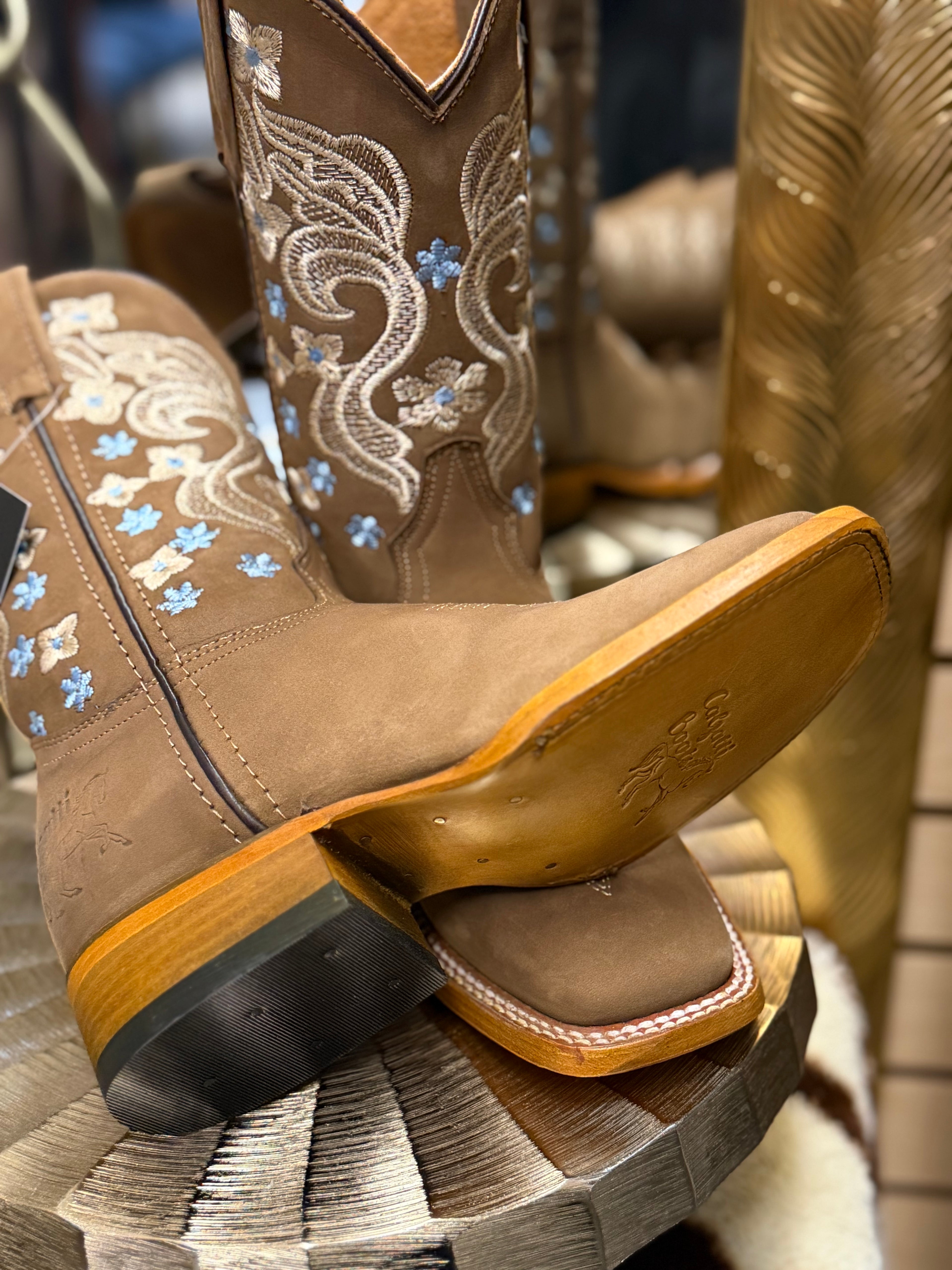 Sarahi| women’s Blue Square Toe Boots