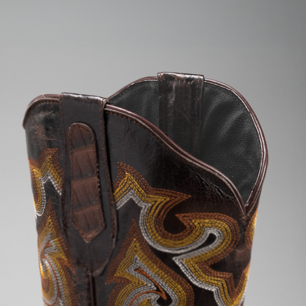 MEN'S CAIMAN LEATHER SQUARE TOE COWBOY BOOTS