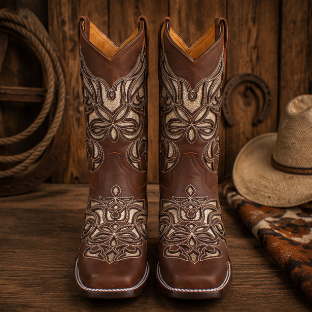 Celilia | Women’s Square Toe  Leather Cowboy Boots
