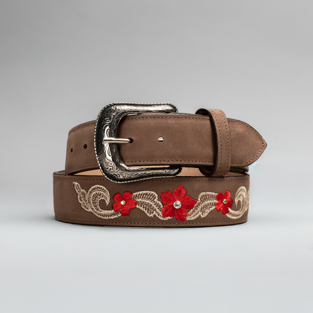 WOMEN'S JASMINE LEATHER ARTISANAL EMBROIDERY COWBOY BELT
