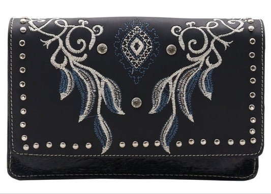 Silverton Mary All Leather Western Clutch Bag (Black)
