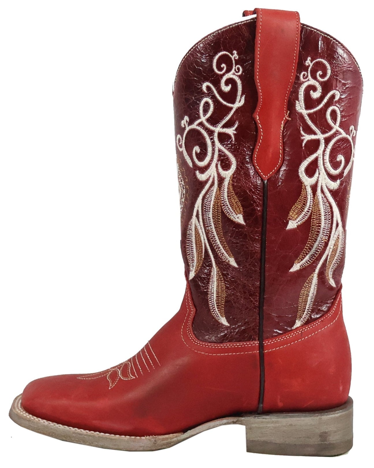 Mary | All Leather Wide Square Toe Boots (Red)