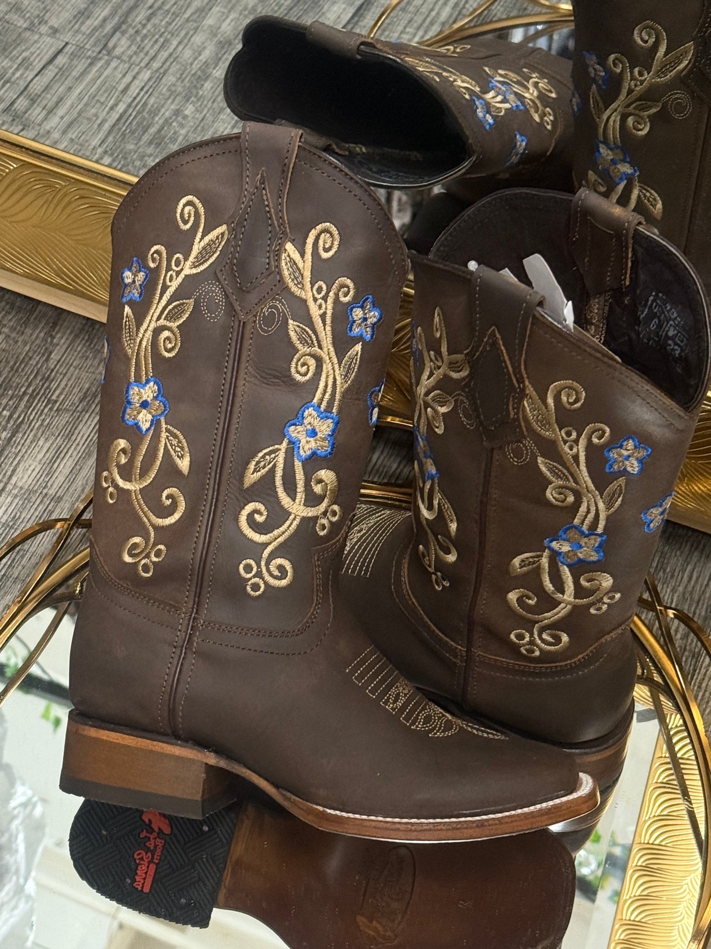 Reina | Womens Brown Square Toe Boots