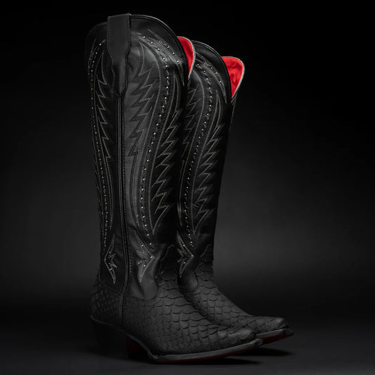 WOMEN'S SAVAGE BELLE PYTHON TRIBUTE SNIP TOE BLACK