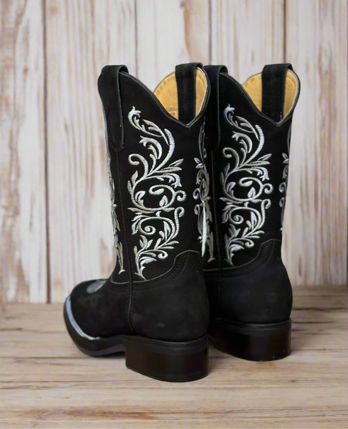 SB-430 BLACK - WESTERN BOOTS WITH RUBBER SOLE FOR WOMEN