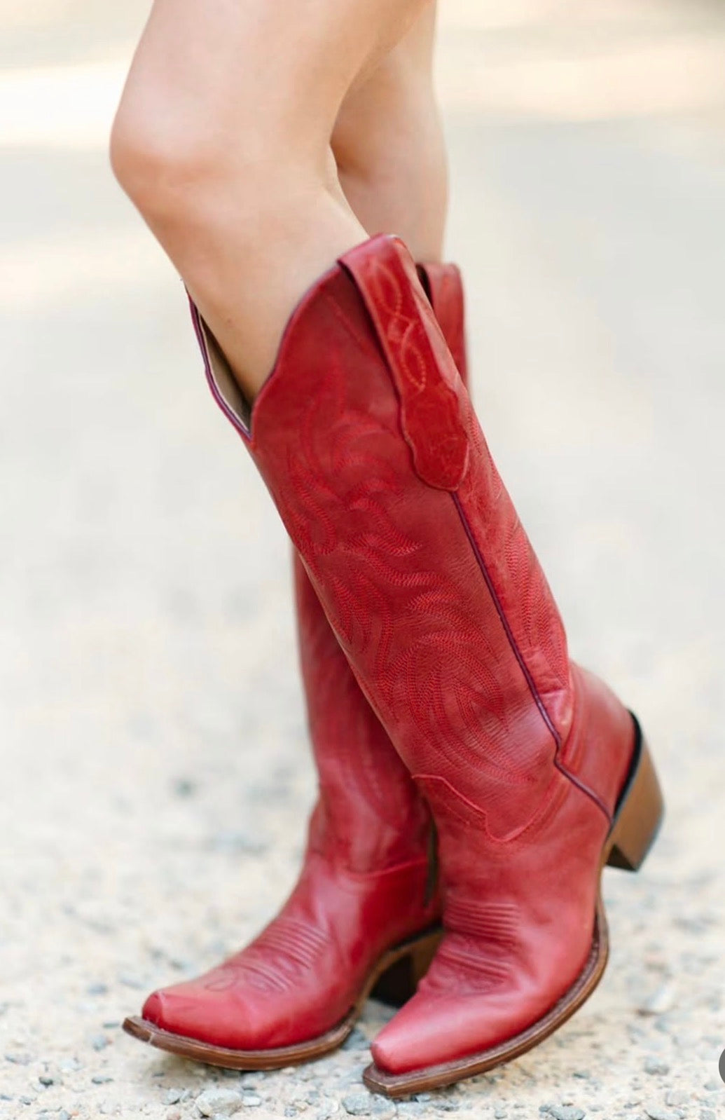 Los Altos Women's Red Leather Snip Toe Tall Fashion Boot