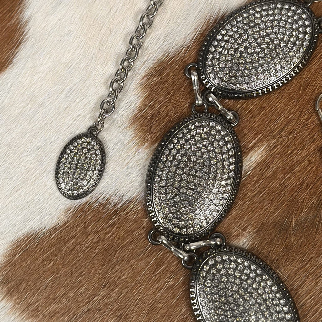 WOMEN’S WESTERN STYLE RHINESTONE CONCHO CHAIN BELT
