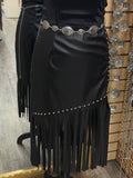 Wendy| Faux Leather Fringe Skirt