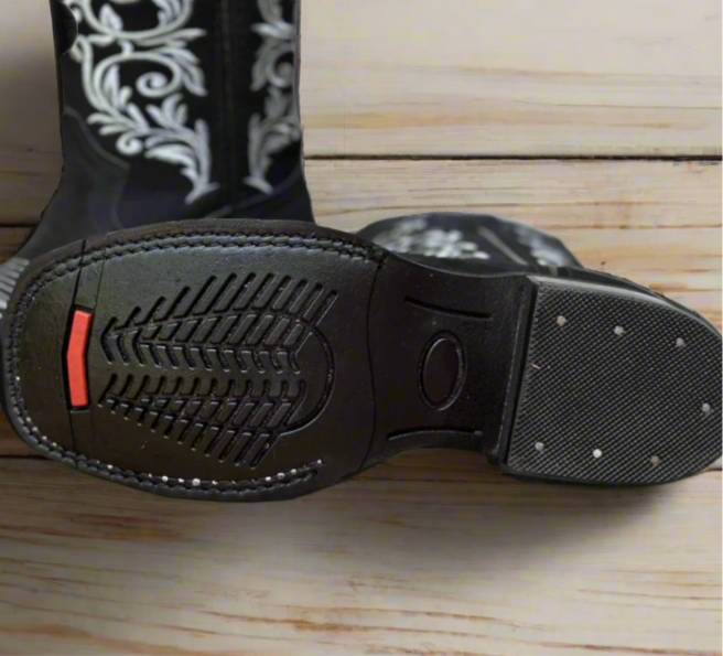 SB-430 BLACK - WESTERN BOOTS WITH RUBBER SOLE FOR WOMEN