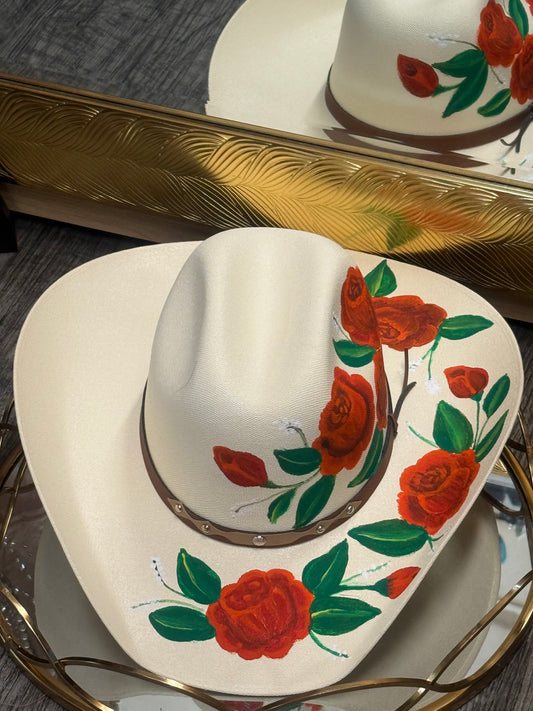 Rosa| Hand Painted Hat