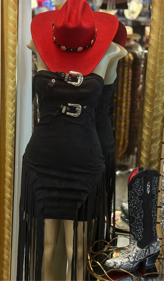 Christina| Black Buckle Dress