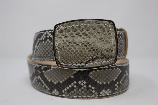 Snake Belly Belt, Exotic Leather Belt with Removable Western Buckle