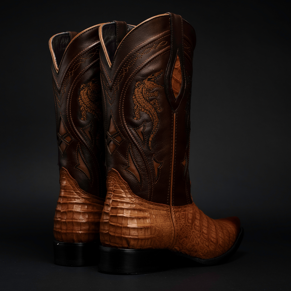 MEN'S 608 SNIP TOE EXOTIC CAIMAN BELLY WESTERN COWBOY BOOT