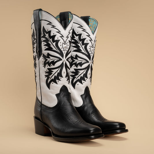 WOMEN'S GOTHIC WOMENS RODEO BOOT BLACK AND WHITE
